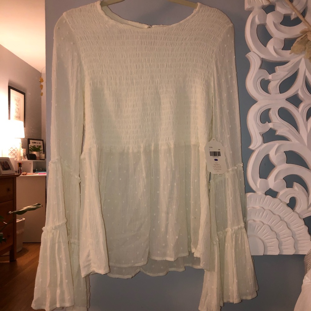 Altar’d State white blouse will bell sleeves